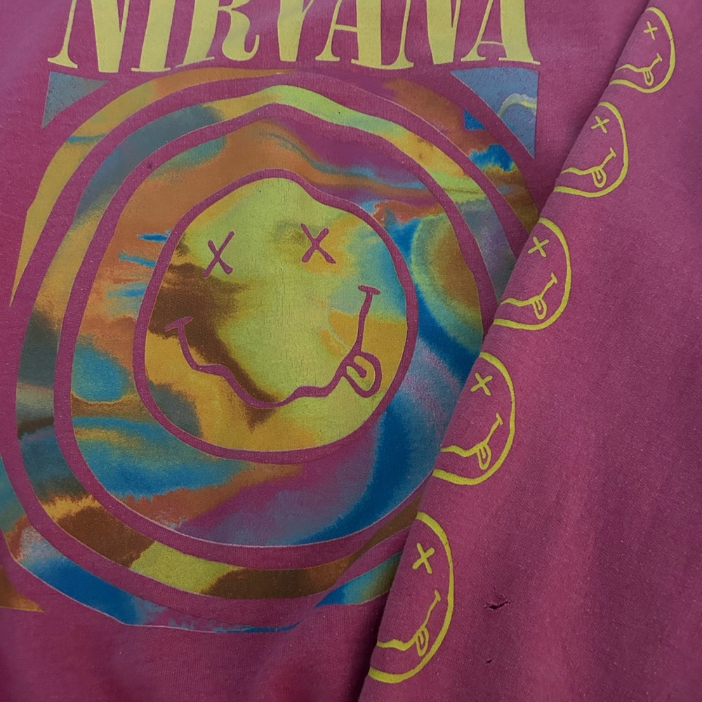 Real urban outfitters Nirvana Graphic sweatshirt in Pink and Multicolor